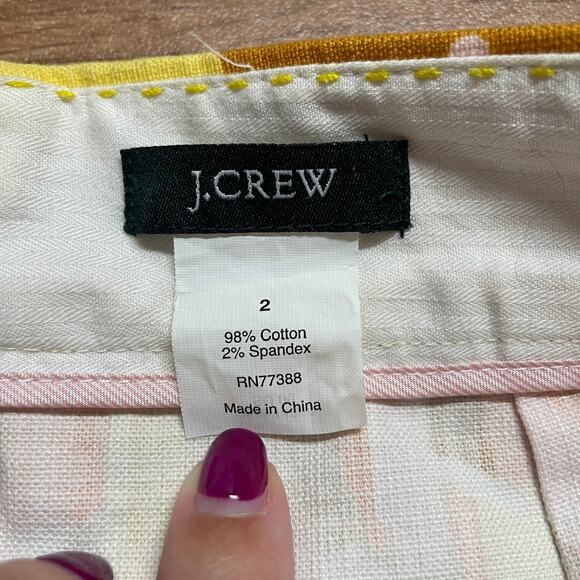 J.Crew Bright Summer Mini Skirt Womens Size 2 Yellow Orange Stretch Cotton - Picture 4 of 7